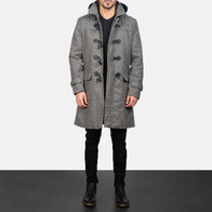 Drake Grey Wool Hooded Duffle Coat by Dash Racegear - men Jacket view 4