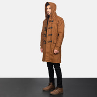 Drake Khaki Wool Hooded Duffle Coat by Dash Racegear - men Jacket view 2