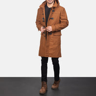 Drake Khaki Wool Hooded Duffle Coat by Dash Racegear - men Jacket view 3