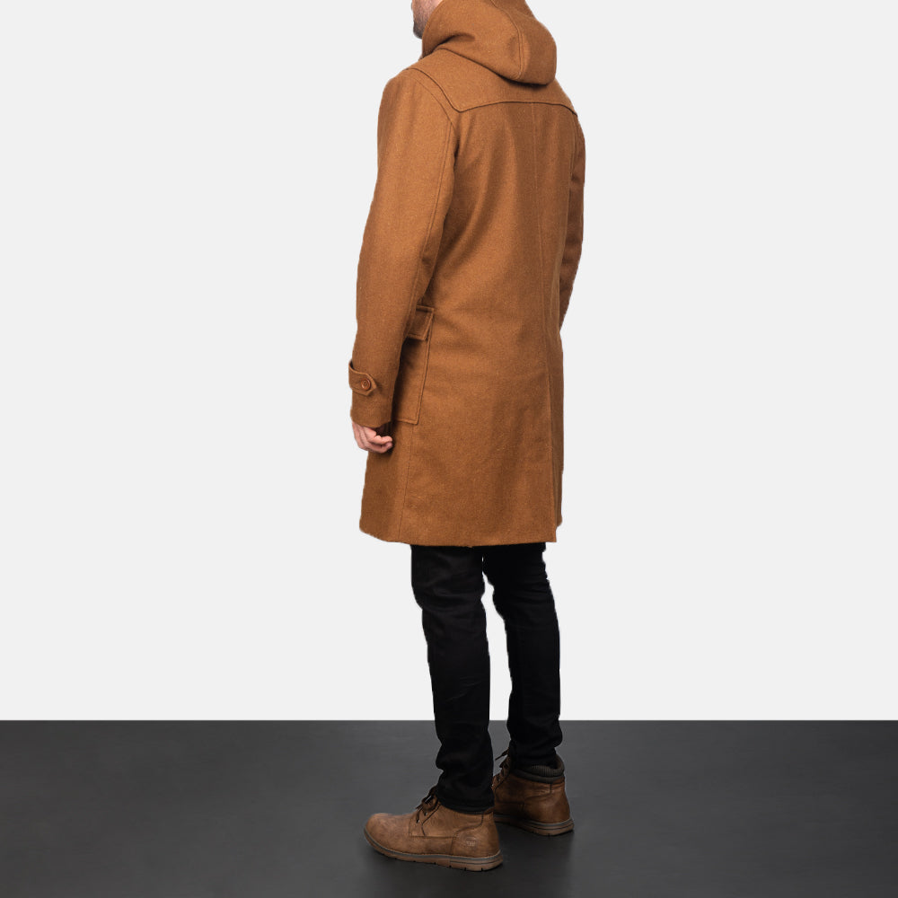 Drake Khaki Wool Hooded Duffle Coat by Dash Racegear - men Jacket view 5