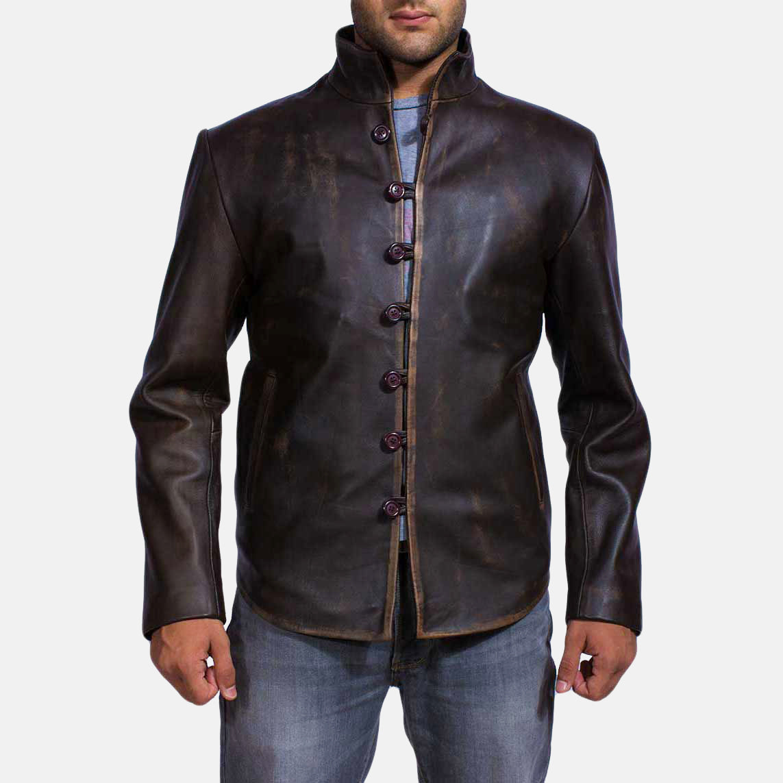 Drakeshire Brown Leather Jacket by Dash Racegear - men Jacket view 1