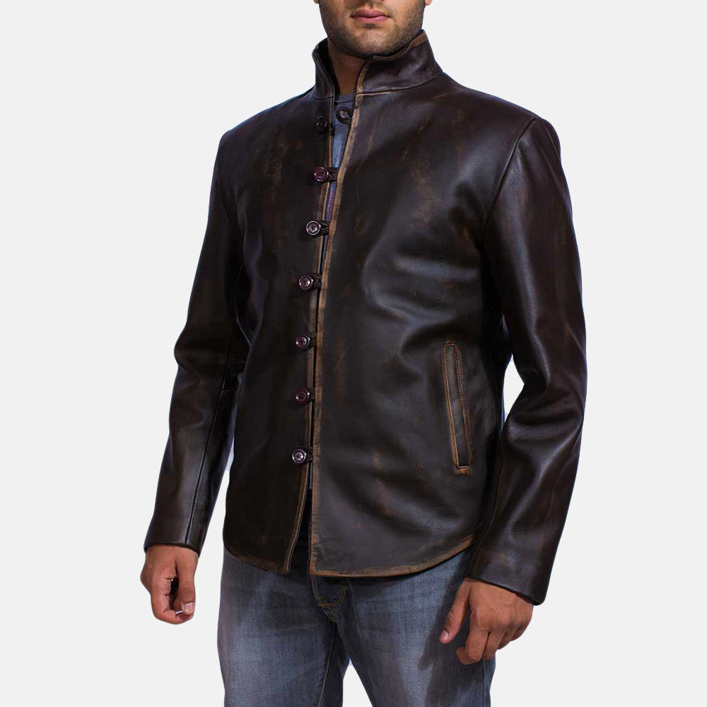 Drakeshire Brown Leather Jacket by Dash Racegear - men Jacket view 2