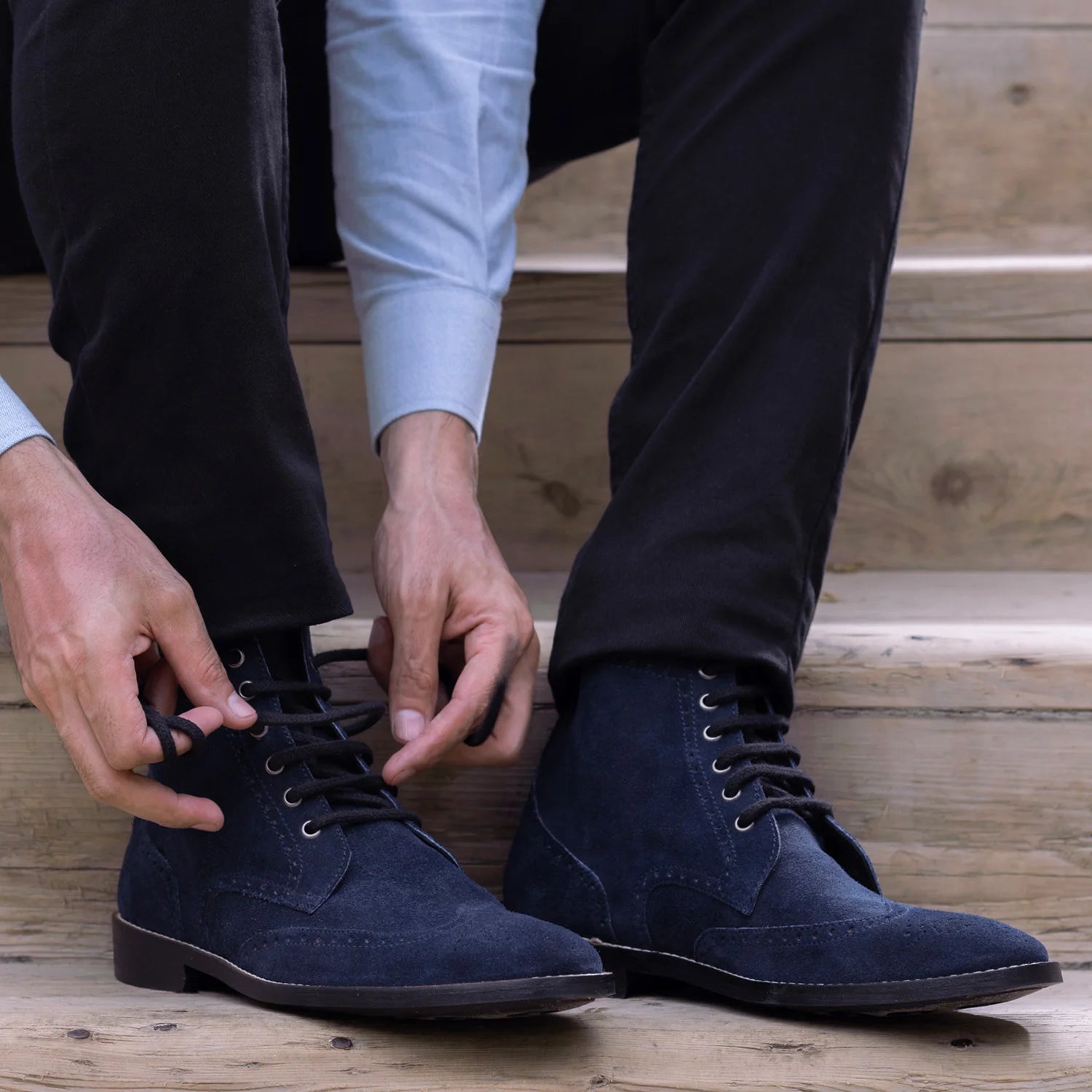 Duster Brogues Blue Suede Leather Boots - StudGuard by Dash Racegear - men Leather Shoes view 10