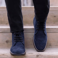 Duster Brogues Blue Suede Leather Boots - StudGuard by Dash Racegear - men Leather Shoes view 6