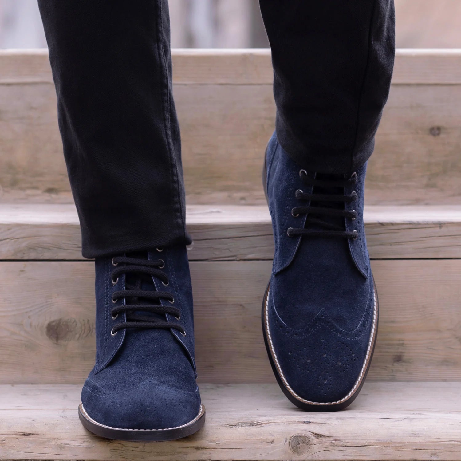 Duster Brogues Blue Suede Leather Boots - StudGuard by Dash Racegear - men Leather Shoes view 6