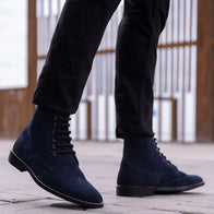 Duster Brogues Blue Suede Leather Boots - StudGuard by Dash Racegear - men Leather Shoes view 8