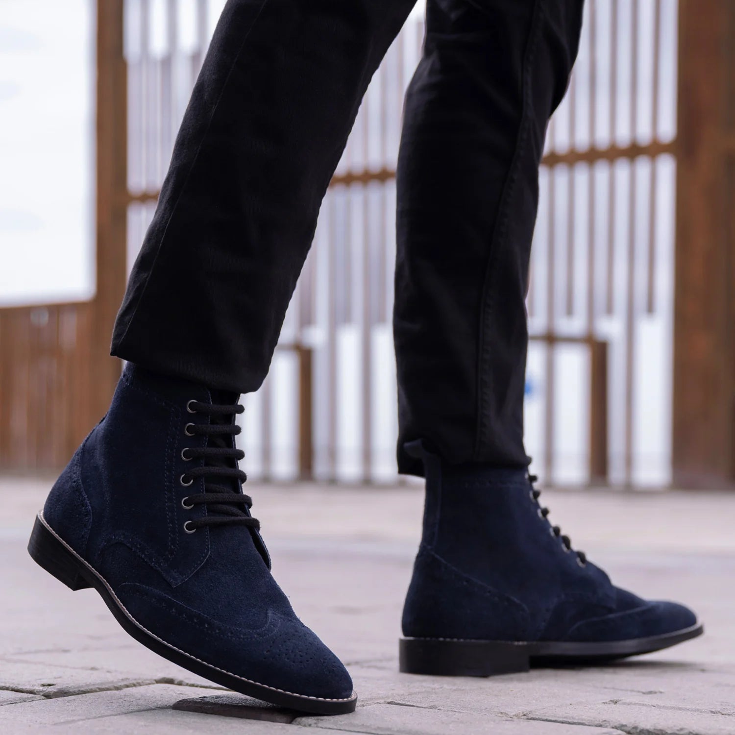 Duster Brogues Blue Suede Leather Boots - StudGuard by Dash Racegear - men Leather Shoes view 8
