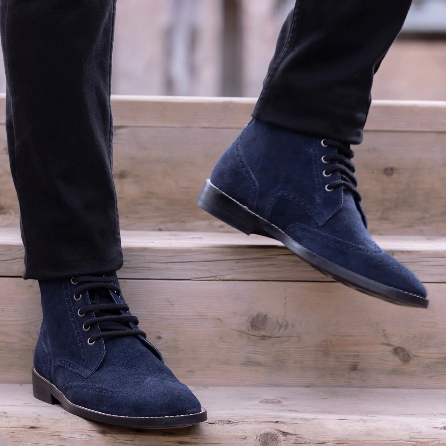 Duster Brogues Blue Suede Leather Boots - StudGuard by Dash Racegear - men Leather Shoes view 9