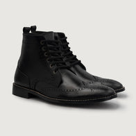 Duster Brogues Derby Black Leather Boots by Dash Racegear - men Leather Shoes view 1