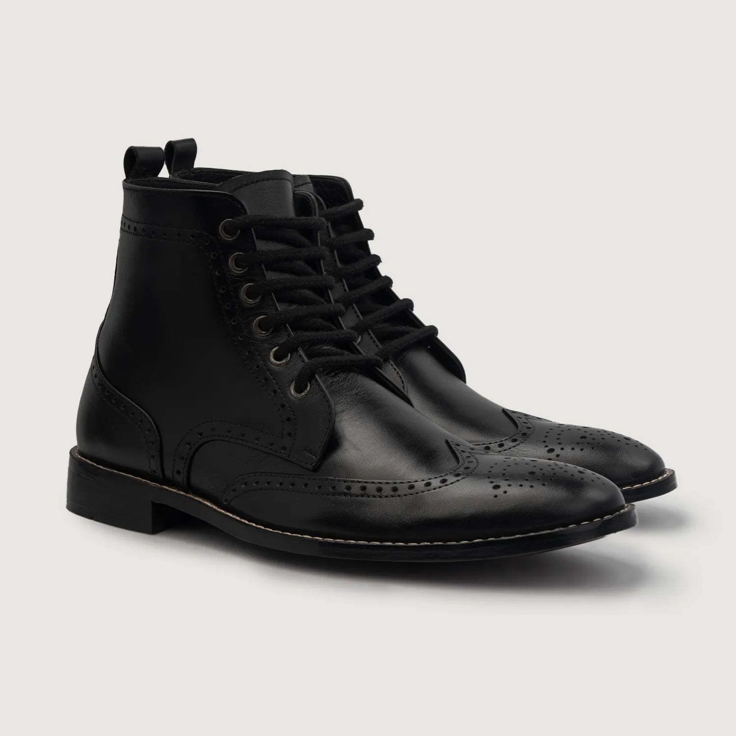 Duster Brogues Derby Black Leather Boots by Dash Racegear - men Leather Shoes view 1