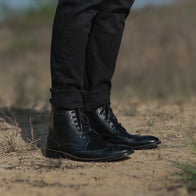 Duster Brogues Derby Black Leather Boots by Dash Racegear - men Leather Shoes view 10