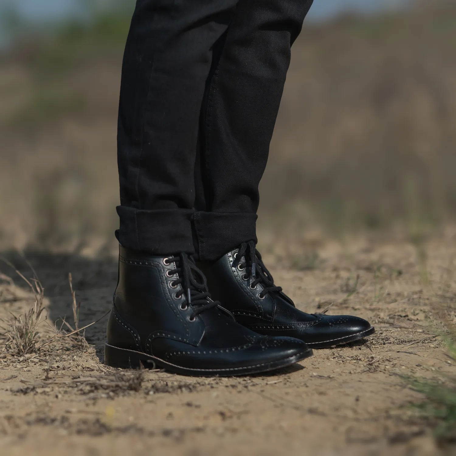 Duster Brogues Derby Black Leather Boots by Dash Racegear - men Leather Shoes view 10