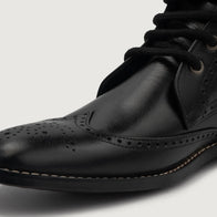 Duster Brogues Derby Black Leather Boots by Dash Racegear - men Leather Shoes view 5