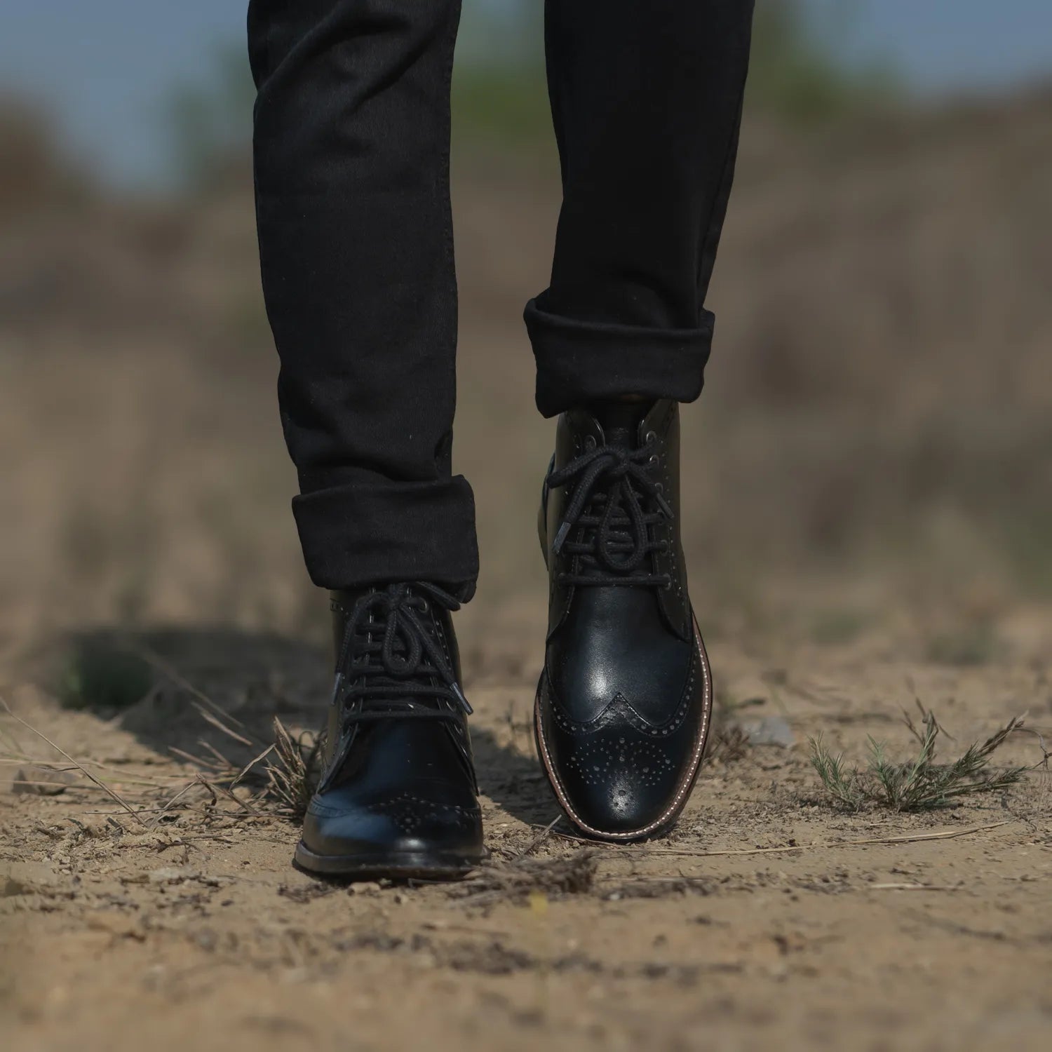 Duster Brogues Derby Black Leather Boots by Dash Racegear - men Leather Shoes view 7