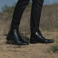 Duster Brogues Derby Black Leather Boots by Dash Racegear - men Leather Shoes view 9
