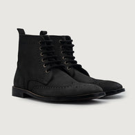 Duster Brogues Derby Black Nubuck Leather Boots by Dash Racegear - men Leather Shoes view 1