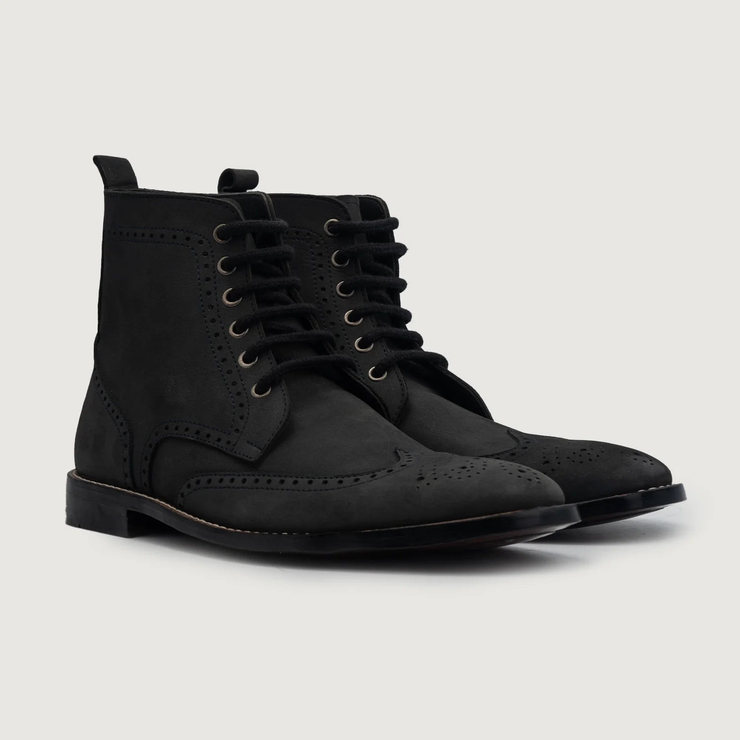 Duster Brogues Derby Black Nubuck Leather Boots by Dash Racegear - men Leather Shoes view 1