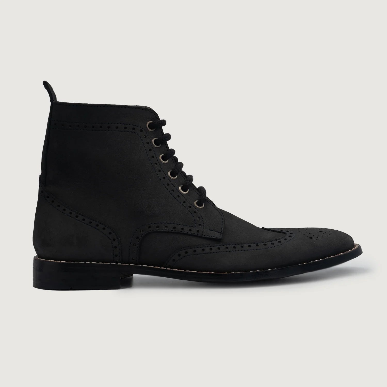 Duster Brogues Derby Black Nubuck Leather Boots by Dash Racegear - men Leather Shoes view 2