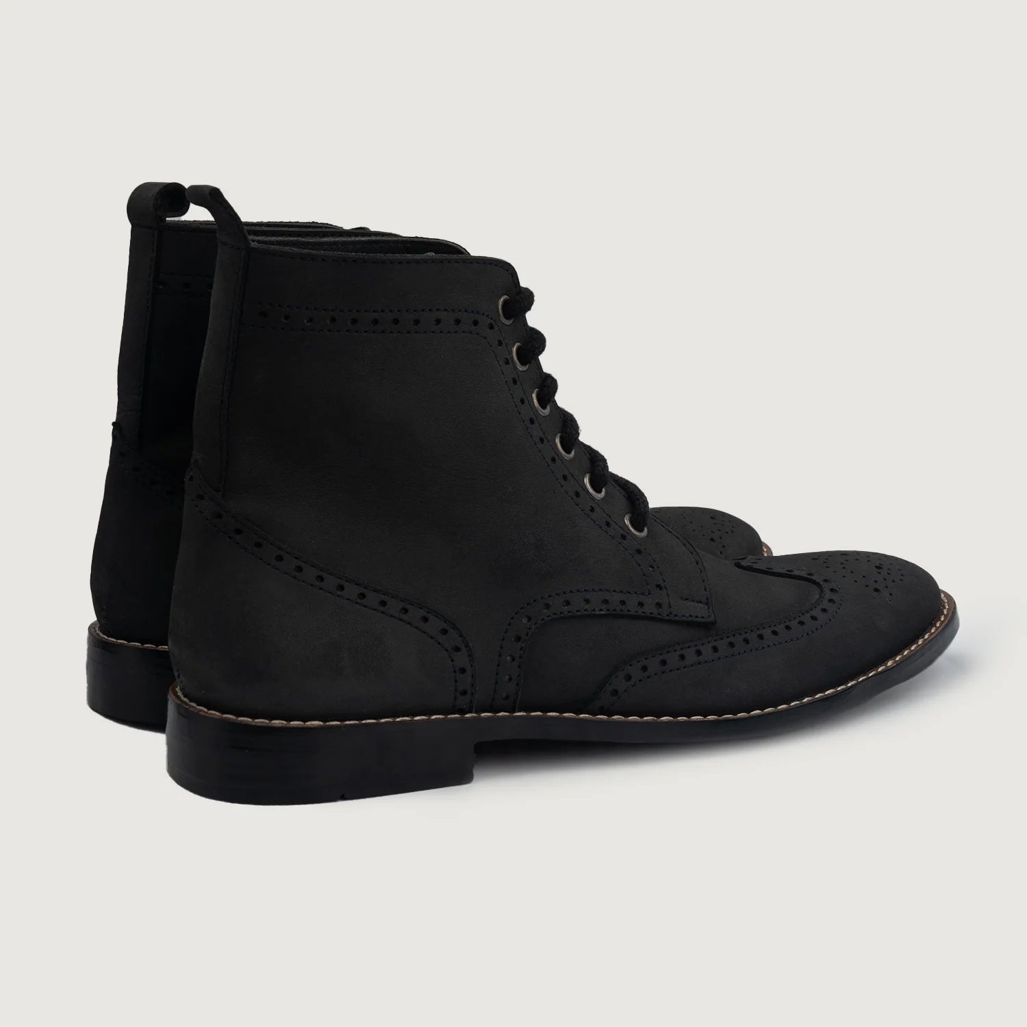 Duster Brogues Derby Black Nubuck Leather Boots by Dash Racegear - men Leather Shoes view 3