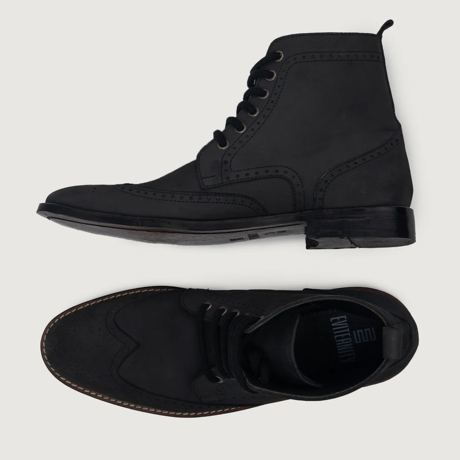 Duster Brogues Derby Black Nubuck Leather Boots by Dash Racegear - men Leather Shoes view 4