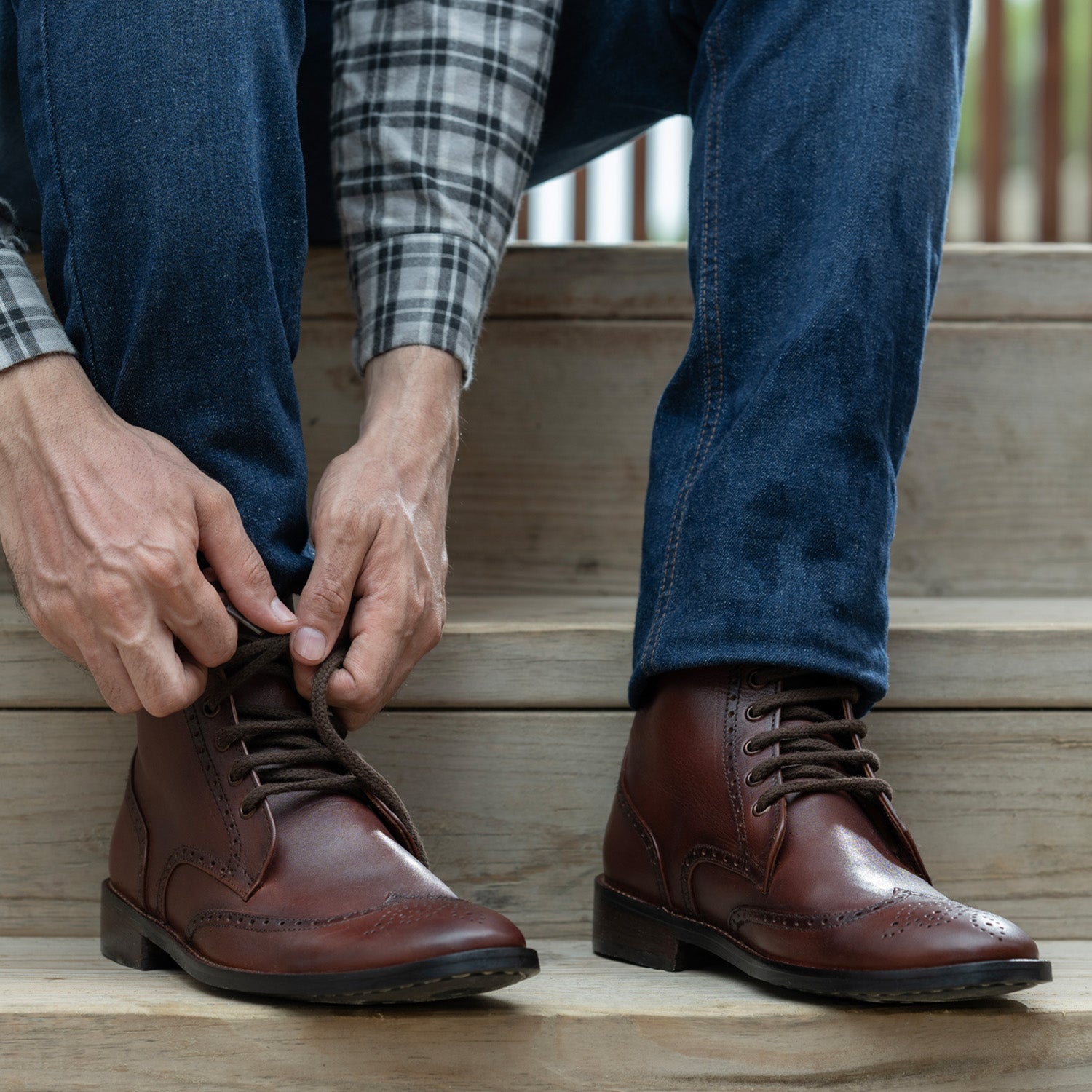 Duster Brogues Derby Brown Burnished Leather Boots - StudGuard by Dash Racegear - men Leather Shoes view 10
