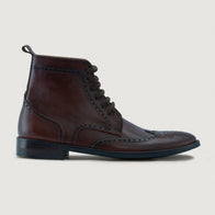 Duster Brogues Derby Brown Burnished Leather Boots - StudGuard by Dash Racegear - men Leather Shoes view 2