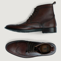 Duster Brogues Derby Brown Burnished Leather Boots - StudGuard by Dash Racegear - men Leather Shoes view 3