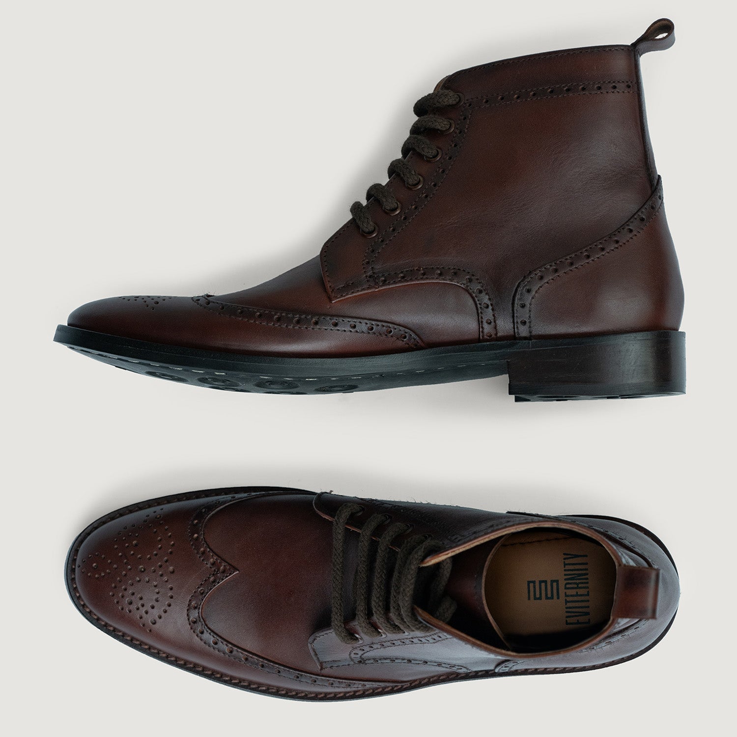 Duster Brogues Derby Brown Burnished Leather Boots - StudGuard by Dash Racegear - men Leather Shoes view 3