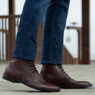Duster Brogues Derby Brown Burnished Leather Boots - StudGuard by Dash Racegear - men Leather Shoes view 7