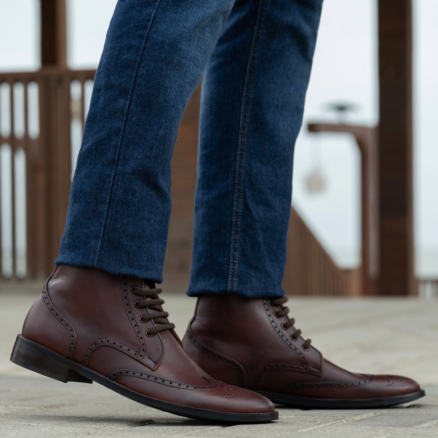 Duster Brogues Derby Brown Burnished Leather Boots - StudGuard by Dash Racegear - men Leather Shoes view 7