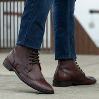 Duster Brogues Derby Brown Burnished Leather Boots - StudGuard by Dash Racegear - men Leather Shoes view 8