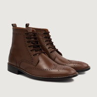 Duster Brogues Derby Brown Leather Boots by Dash Racegear - men Leather Shoes view 1
