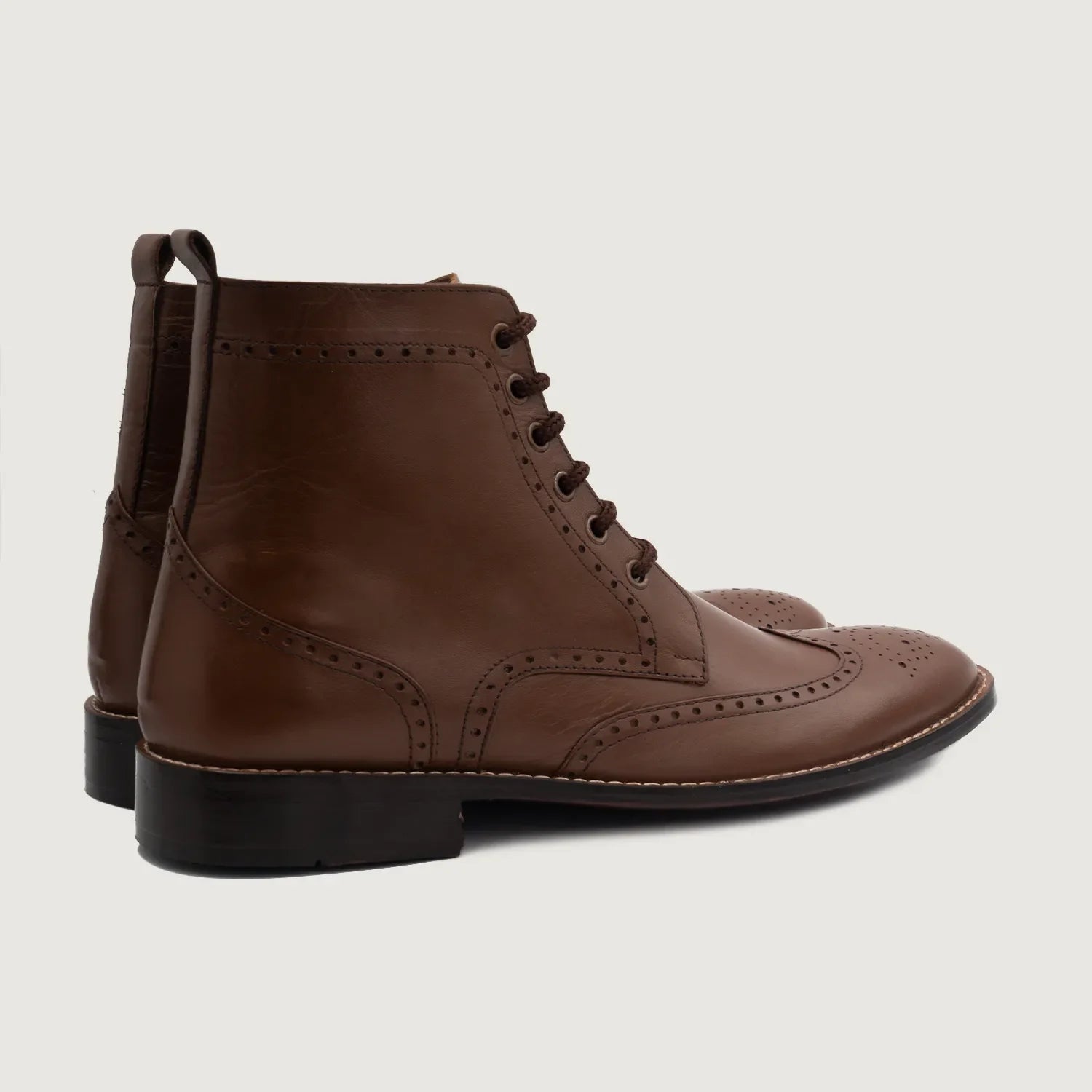 Duster Brogues Derby Brown Leather Boots by Dash Racegear - men Leather Shoes view 3