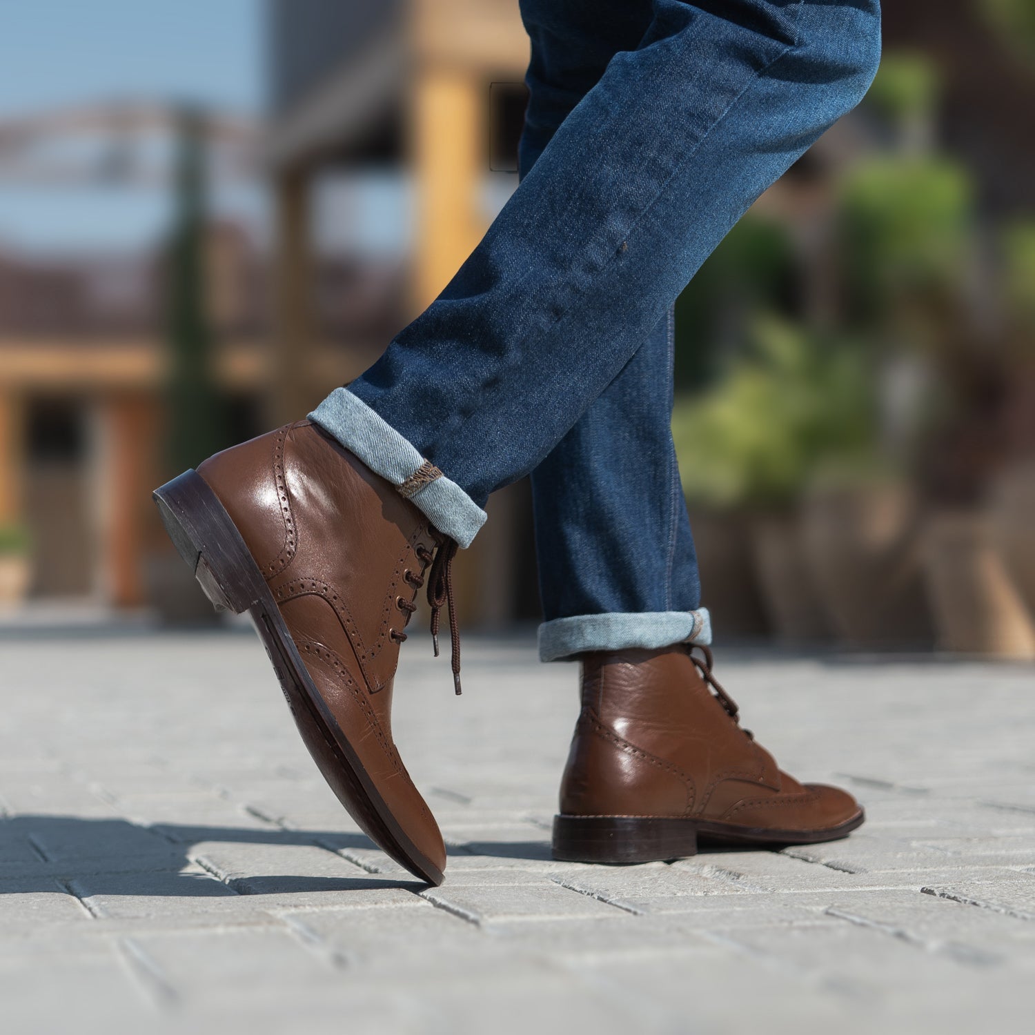 Duster Brogues Derby Brown Leather Boots by Dash Racegear - men Leather Shoes view 8