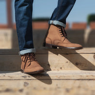 Duster Brogues Derby Brown Nubuck Leather Boots by Dash Racegear - men Leather Shoes view 10