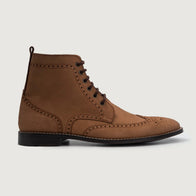 Duster Brogues Derby Brown Nubuck Leather Boots by Dash Racegear - men Leather Shoes view 2