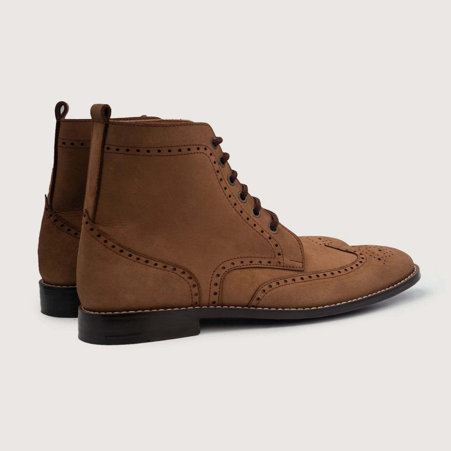 Duster Brogues Derby Brown Nubuck Leather Boots by Dash Racegear - men Leather Shoes view 3