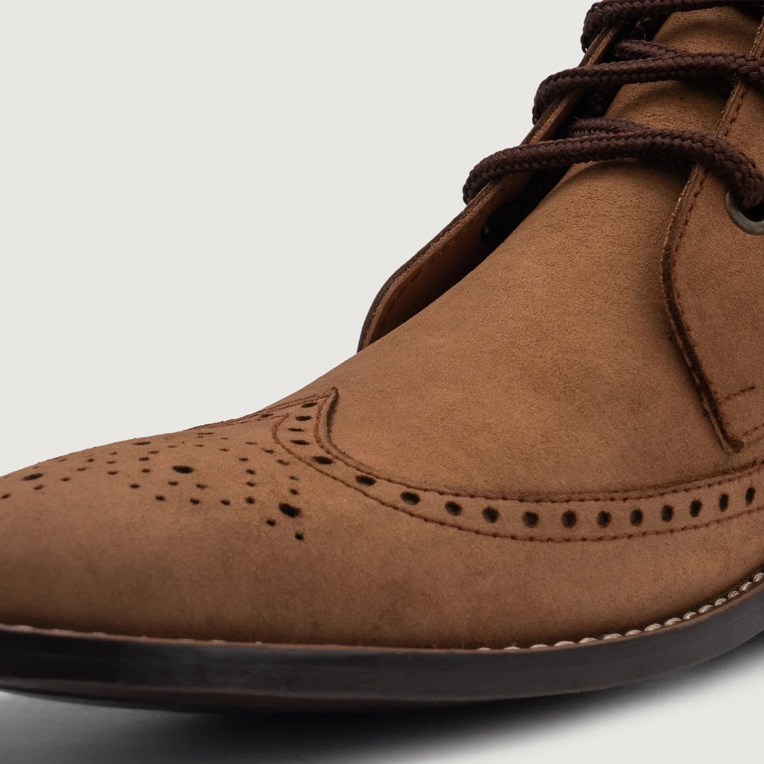 Duster Brogues Derby Brown Nubuck Leather Boots by Dash Racegear - men Leather Shoes view 5