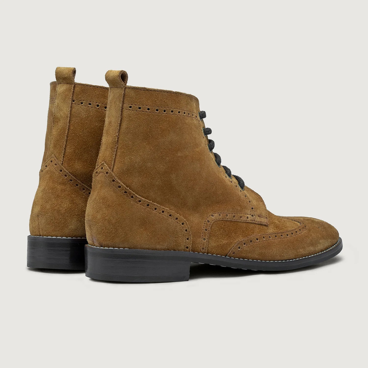 Duster Brogues Derby Brown Suede Leather Boots - StudGuard by Dash Racegear - men Leather Shoes view 3