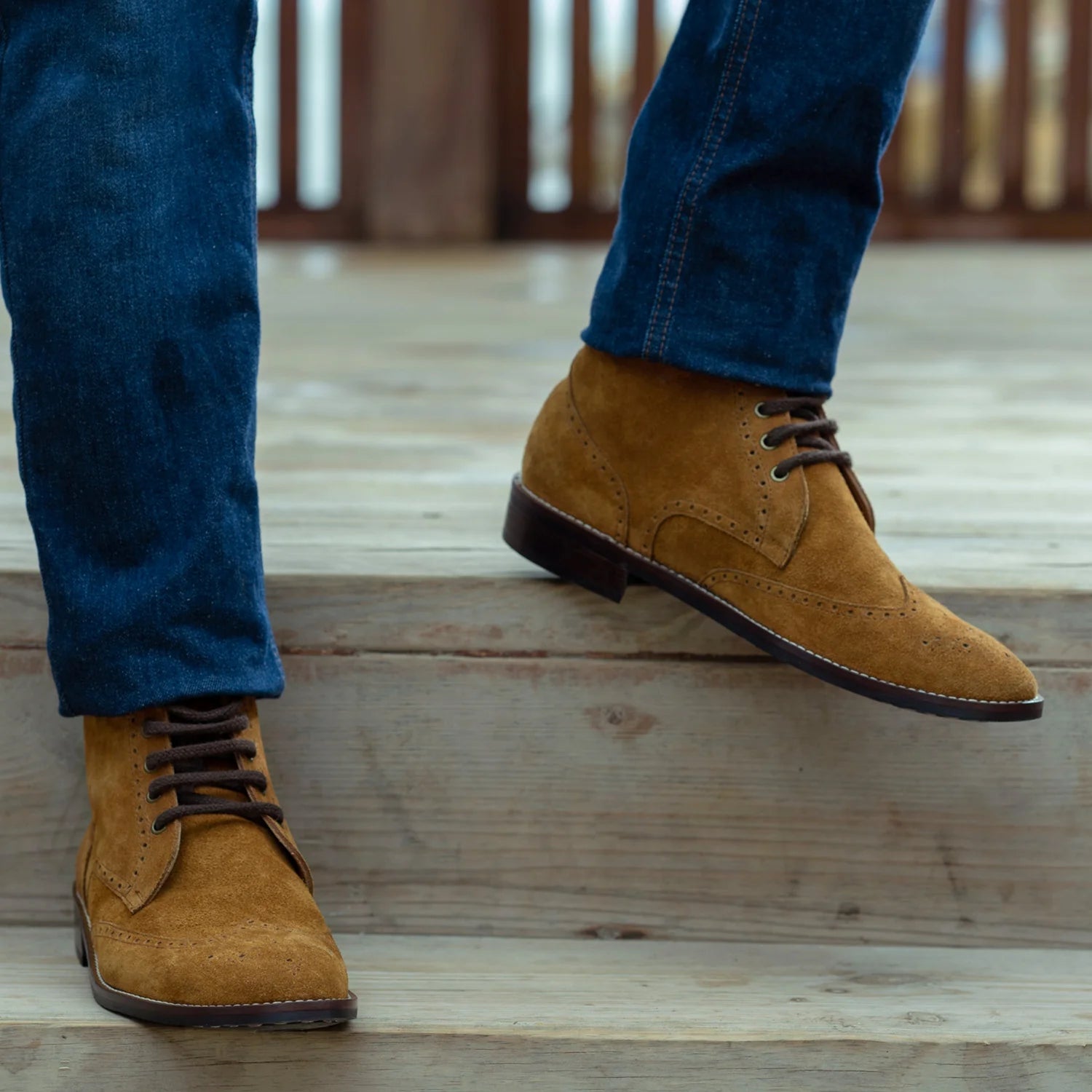 Duster Brogues Derby Brown Suede Leather Boots - StudGuard by Dash Racegear - men Leather Shoes view 9