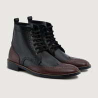 Duster Brogues Derby Maroon Black Leather Boots - StudGuard by Dash Racegear - men Leather Shoes view 1