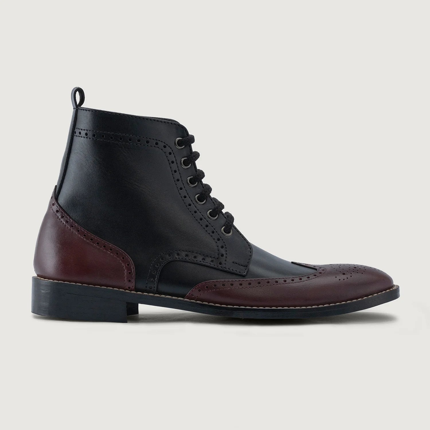Duster Brogues Derby Maroon Black Leather Boots - StudGuard by Dash Racegear - men Leather Shoes view 2