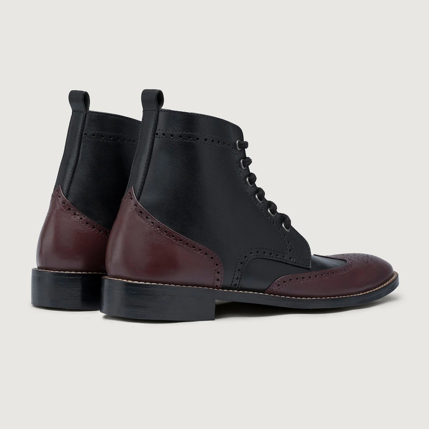 Duster Brogues Derby Maroon Black Leather Boots - StudGuard by Dash Racegear - men Leather Shoes view 3