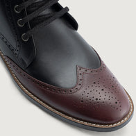 Duster Brogues Derby Maroon Black Leather Boots - StudGuard by Dash Racegear - men Leather Shoes view 4