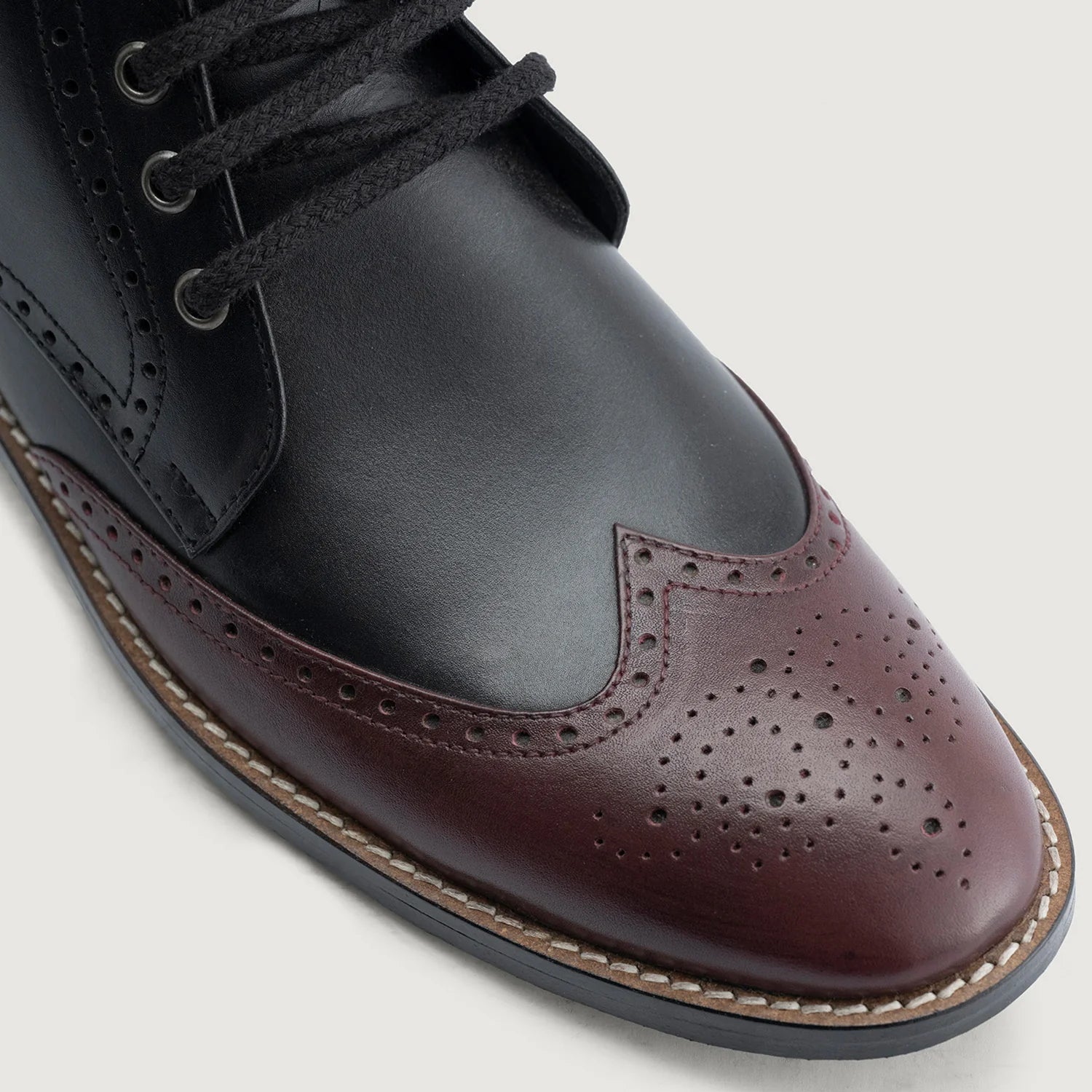Duster Brogues Derby Maroon Black Leather Boots - StudGuard by Dash Racegear - men Leather Shoes view 4