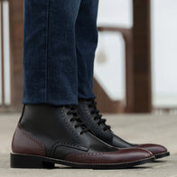 Duster Brogues Derby Maroon Black Leather Boots - StudGuard by Dash Racegear - men Leather Shoes view 6