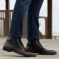 Duster Brogues Derby Maroon Black Leather Boots - StudGuard by Dash Racegear - men Leather Shoes view 7