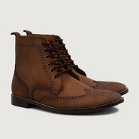 Duster Brogues Derby Oil Pull-up Brown Leather Boots by Dash Racegear - men Leather Shoes view 1