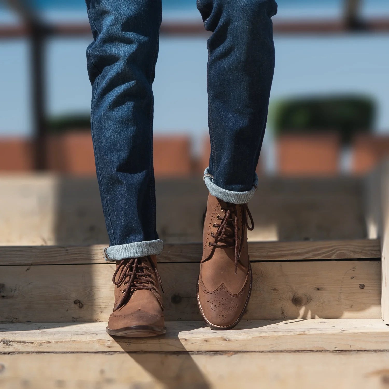 Duster Brogues Derby Oil Pull-up Brown Leather Boots by Dash Racegear - men Leather Shoes view 7