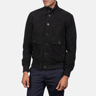 Eaton Black Suede Bomber Jacket by Dash Racegear - men Jacket view 3
